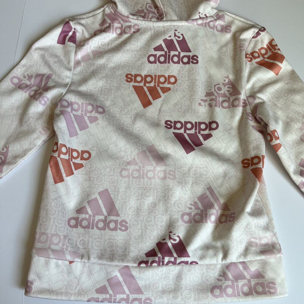 Adidas Girls Pink/Ivory Hoodie Sweatshirt - Picture 6 of 9